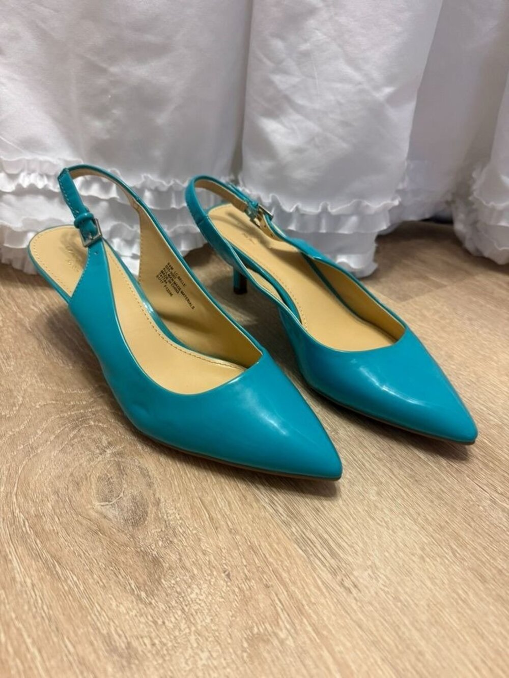Liz Claiborne Flex Form Teal Slingback Pointed Toe Kitten Heels Size 8.5M